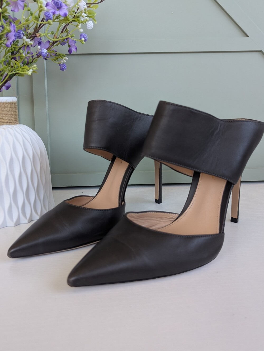 Gianvito Rossi Black Pointed High-Heel Mule